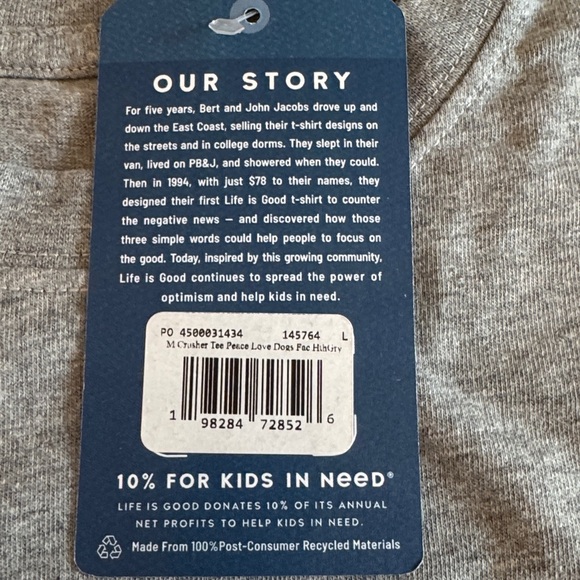 Life is Good “Peace Love Dogs” Crusher Tee Shirt Size: large Color: gray - Picture 7 of 11